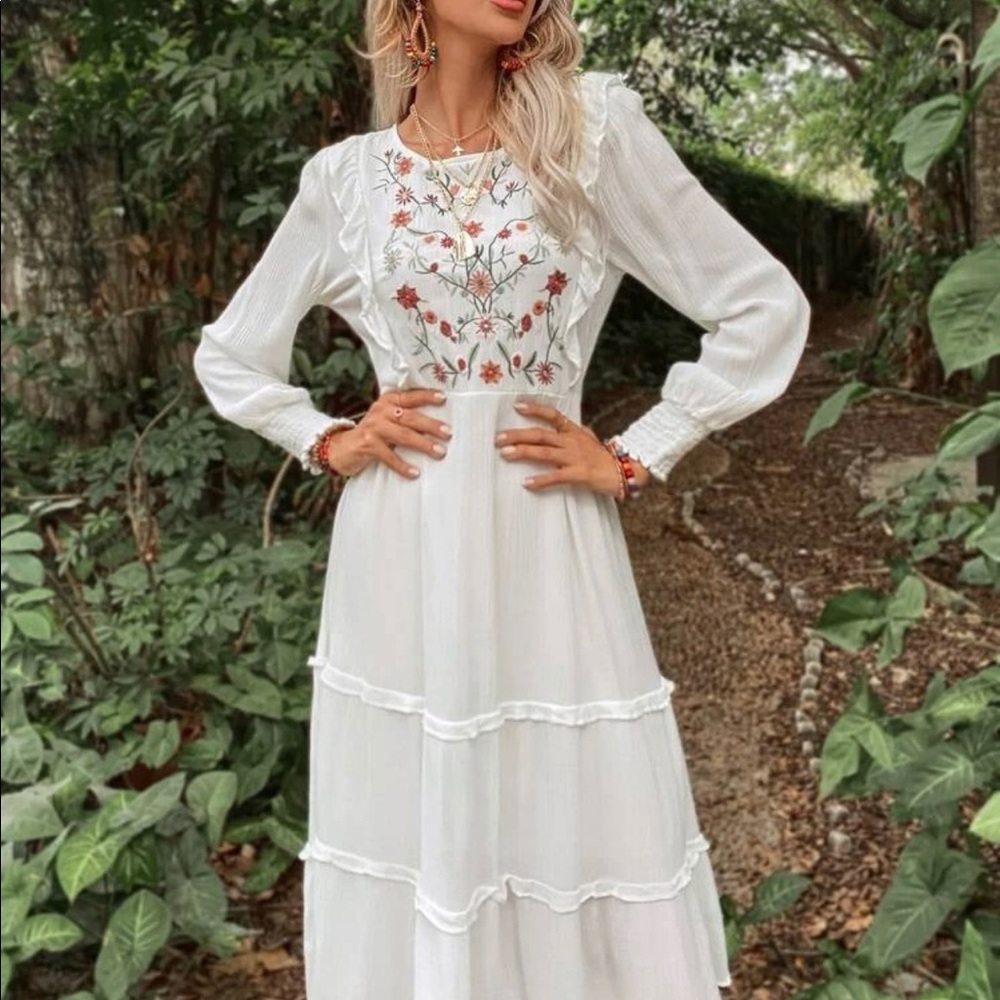 Copy White floral midi dress